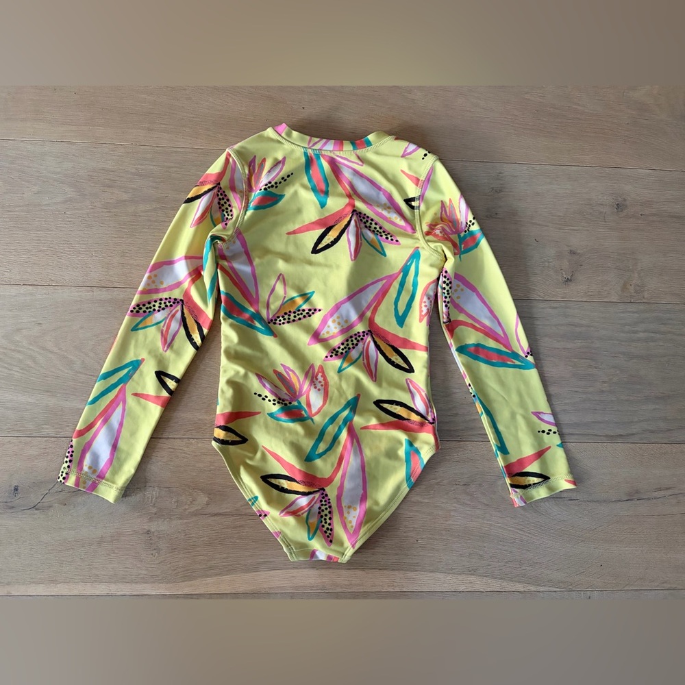 Tea Collection long sleeve zip up floral bathing suit - size 8 - Picture 4 of 4